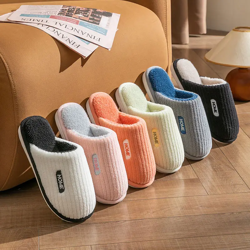 Thickened Cotton Slippers for Men, Winter Home Non-Slip, Silent, Non-Stinky Feet, Warm Soft-Soled Wool Slippers for the Elderly, Women's Slippers