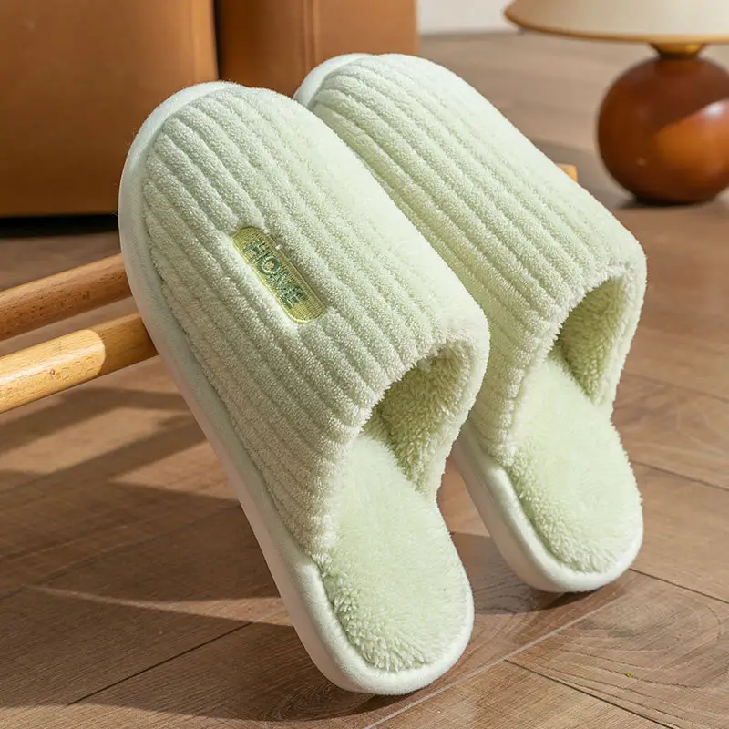 Thickened Cotton Slippers for Men, Winter Home Non-Slip, Silent, Non-Stinky Feet, Warm Soft-Soled Wool Slippers for the Elderly, Women's Slippers