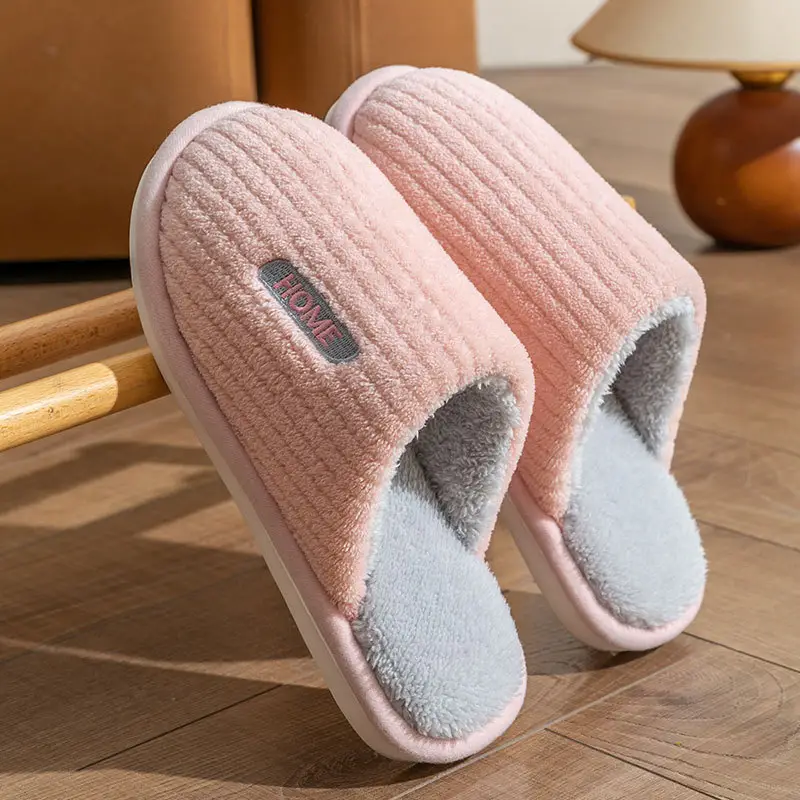Thickened Cotton Slippers for Men, Winter Home Non-Slip, Silent, Non-Stinky Feet, Warm Soft-Soled Wool Slippers for the Elderly, Women's Slippers
