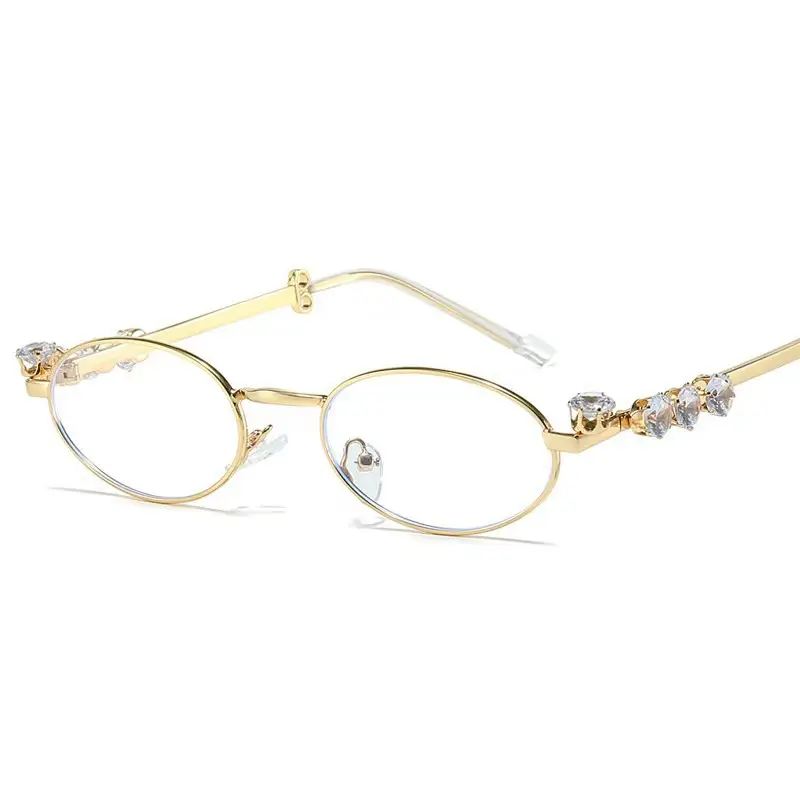 Trendy Rhinestone Oval Sunglasses Frame - Image 6