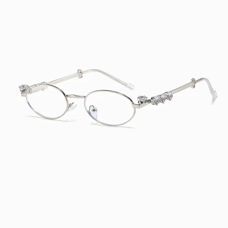 Trendy Rhinestone Oval Sunglasses Frame - Image 1
