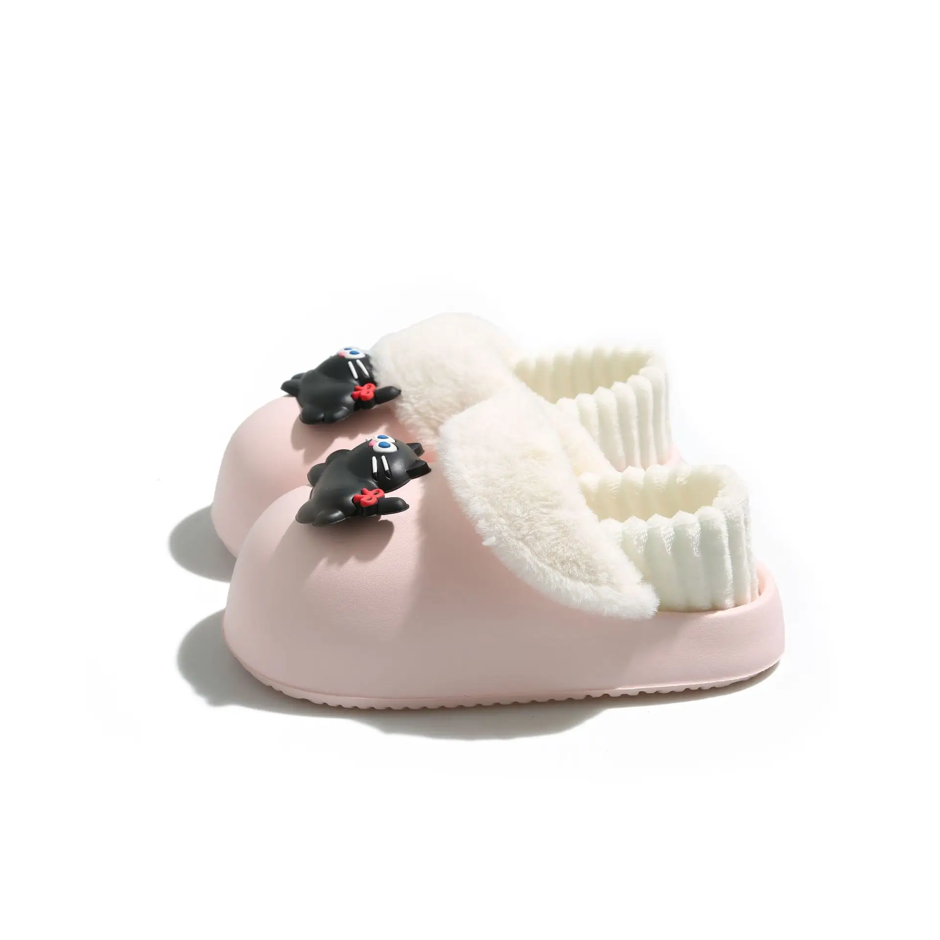 Women's Pink Faux Fur Cat Slippers Winter Warm Indoor - Image 12