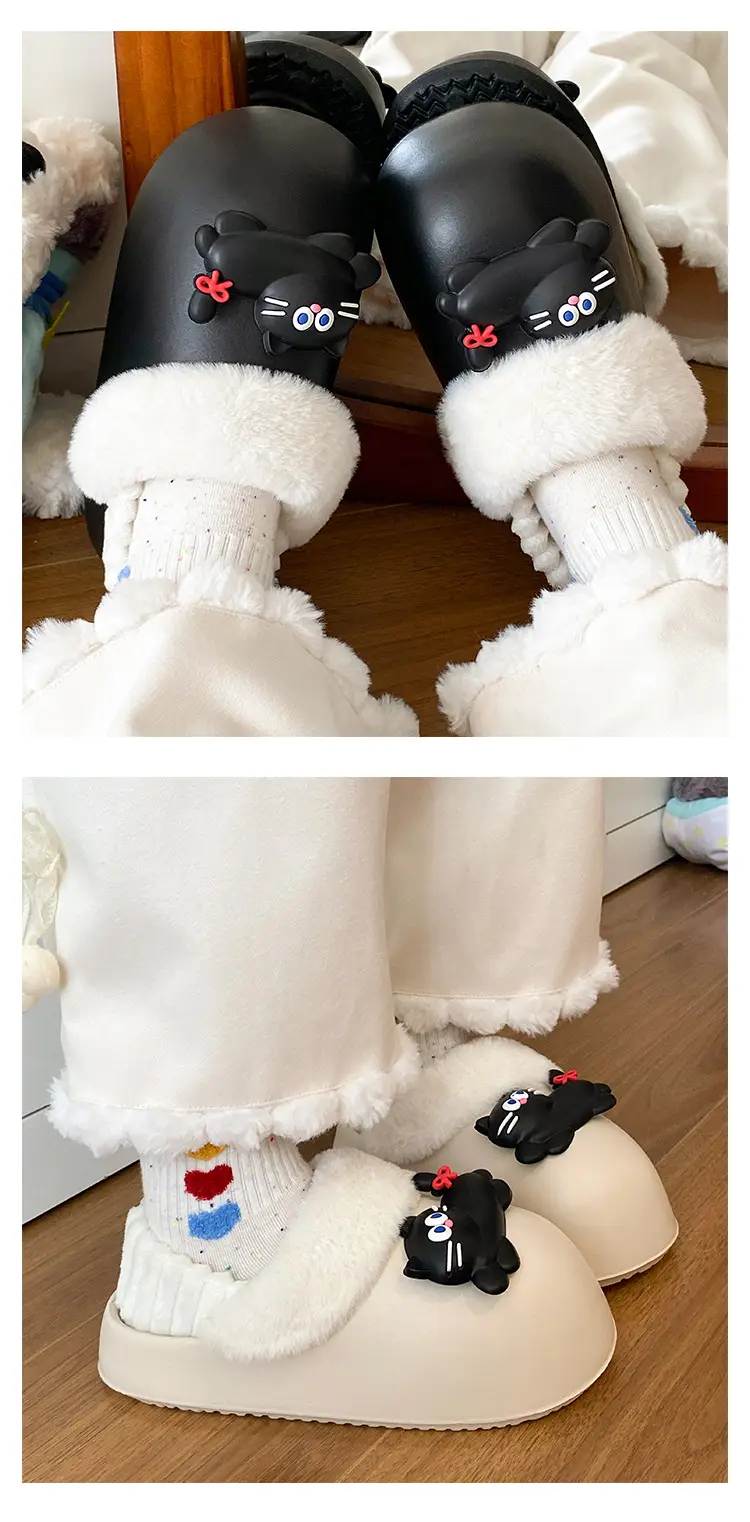 Women's Pink Faux Fur Cat Slippers Winter Warm Indoor — feature 13