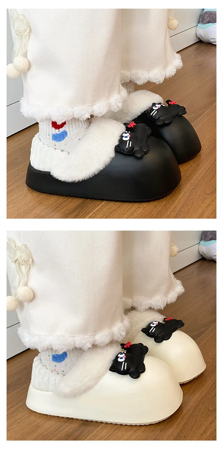 Women's Pink Faux Fur Cat Slippers Winter Warm Indoor — feature 14