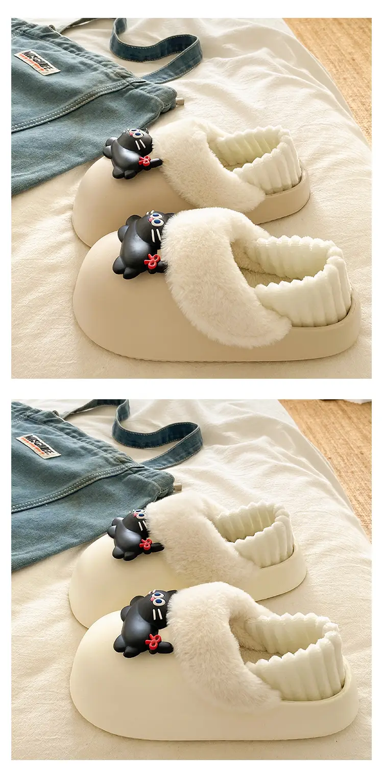 Women's Pink Faux Fur Cat Slippers Winter Warm Indoor — feature 17