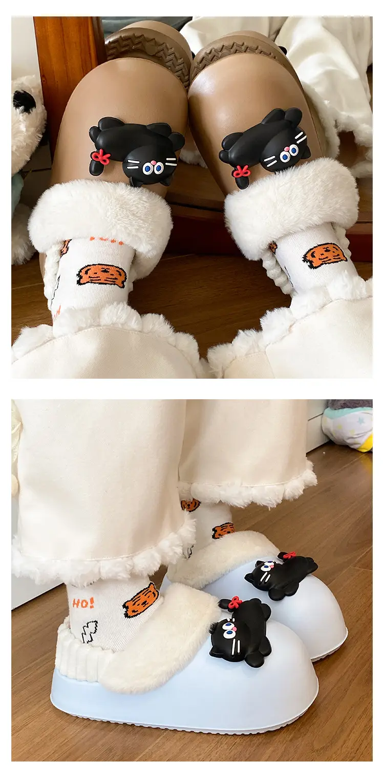 Women's Pink Faux Fur Cat Slippers Winter Warm Indoor — feature 22