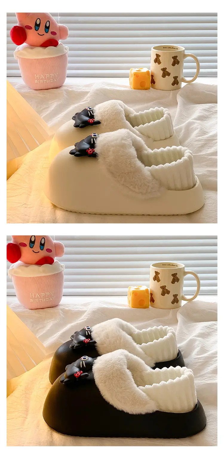 Women's Pink Faux Fur Cat Slippers Winter Warm Indoor — feature 25