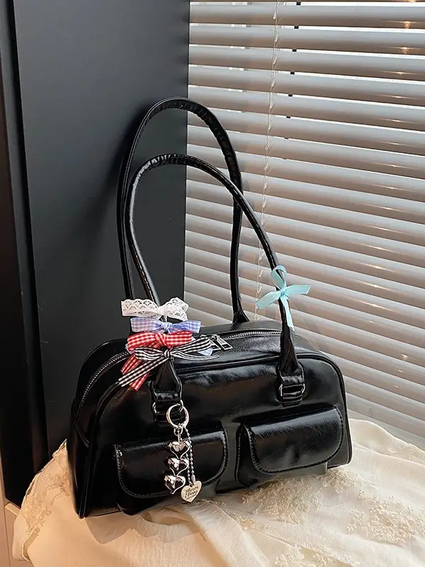 Light Colored Zipper Shoulder Bag for Women Autumn Winter Commute - Image 10