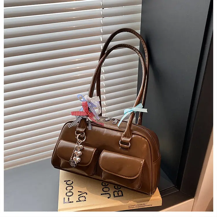 Light Colored Zipper Shoulder Bag for Women Autumn Winter Commute — feature 16