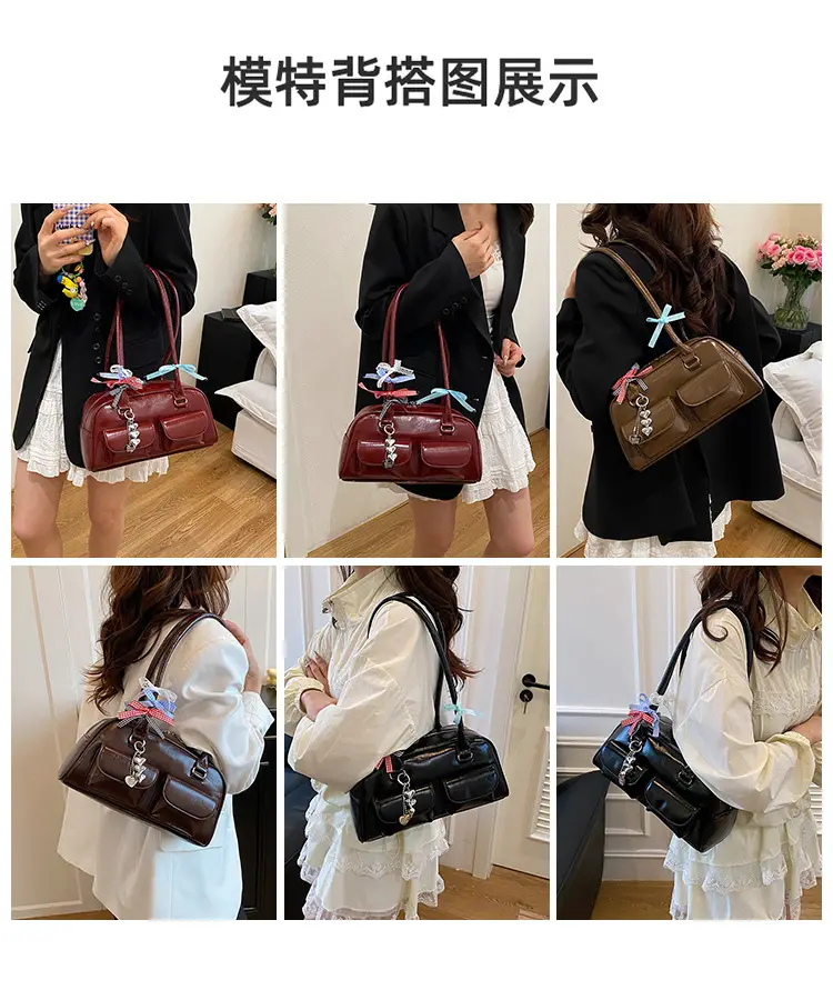 Light Colored Zipper Shoulder Bag for Women Autumn Winter Commute — feature 8