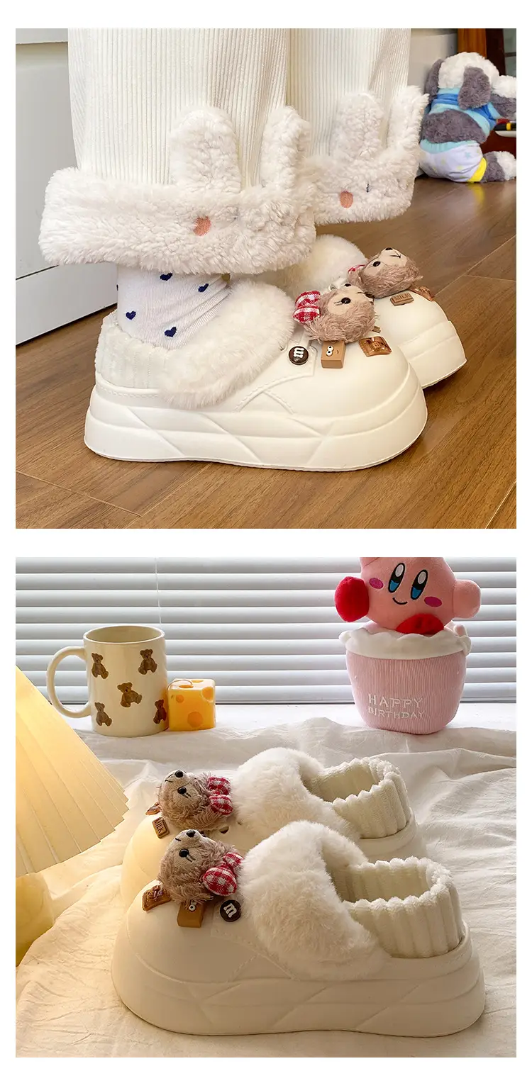 Cute Bear Decorated Women's Soft Winter Slippers — feature 18
