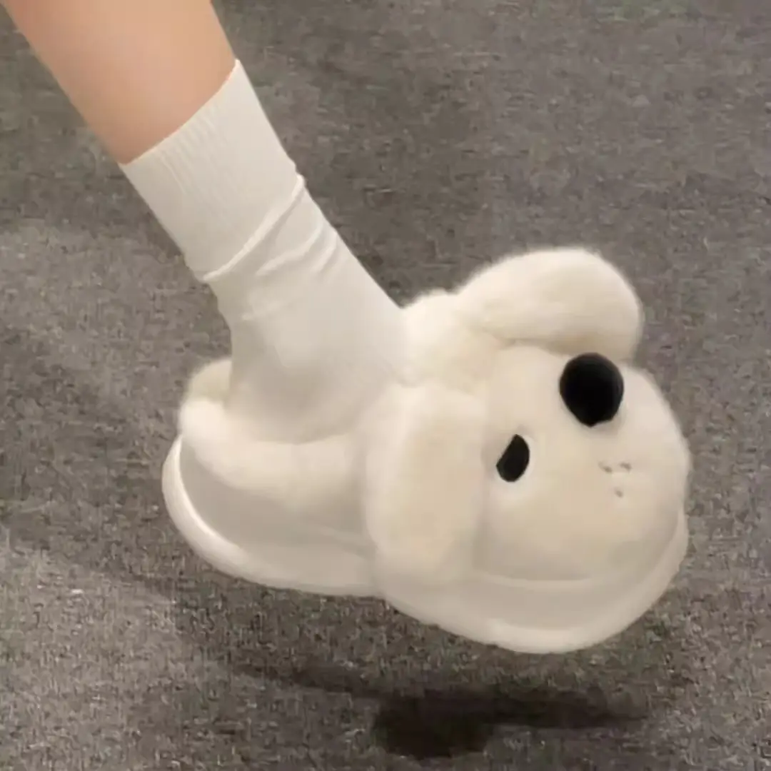 Big-Eared Dog Slippers 2025 New Winter Warm Cotton Slippers Can Be Worn Outside Thick-Soled Non-Slip Shoes Baotou Home Cotton Shoes - Image 11