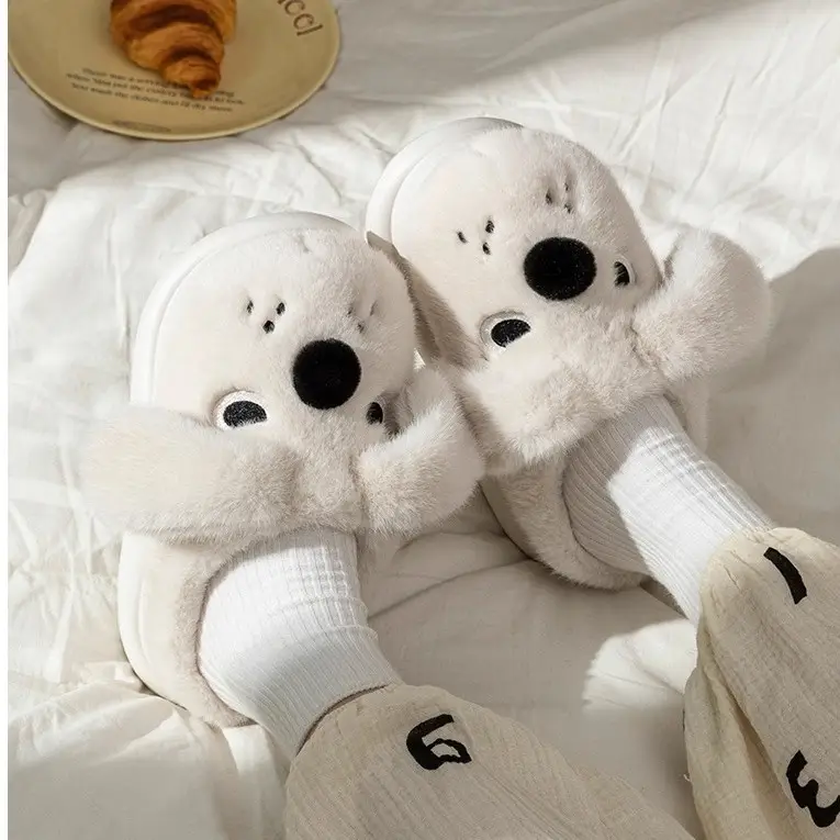 Big-Eared Dog Slippers 2025 New Winter Warm Cotton Slippers Can Be Worn Outside Thick-Soled Non-Slip Shoes Baotou Home Cotton Shoes - Image 12