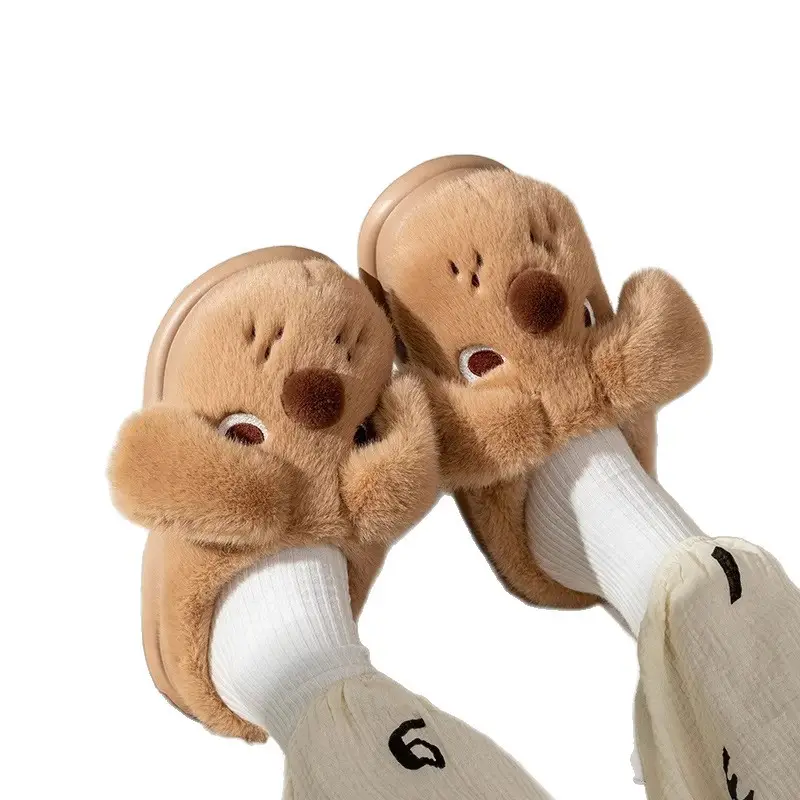 Big-Eared Dog Slippers 2025 New Winter Warm Cotton Slippers Can Be Worn Outside Thick-Soled Non-Slip Shoes Baotou Home Cotton Shoes - Image 13