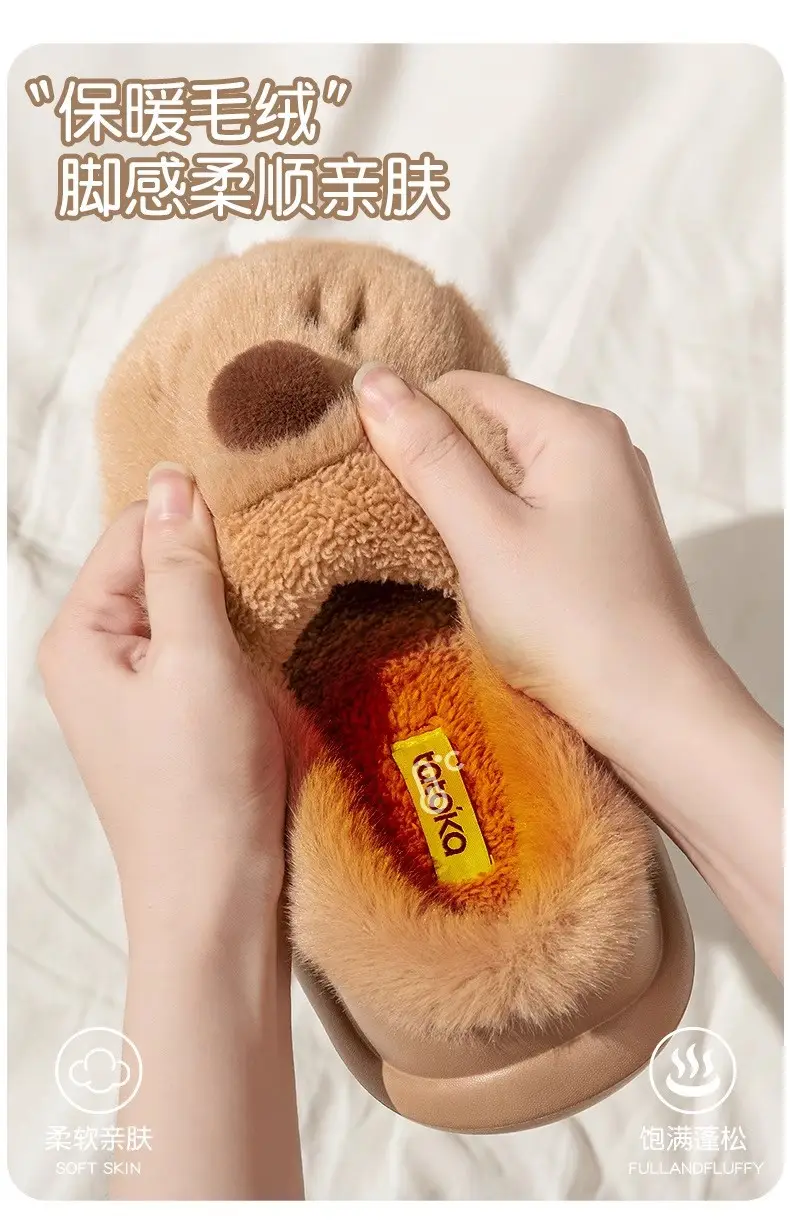 Big-Eared Dog Slippers 2025 New Winter Warm Cotton Slippers Can Be Worn Outside Thick-Soled Non-Slip Shoes Baotou Home Cotton Shoes — feature 9