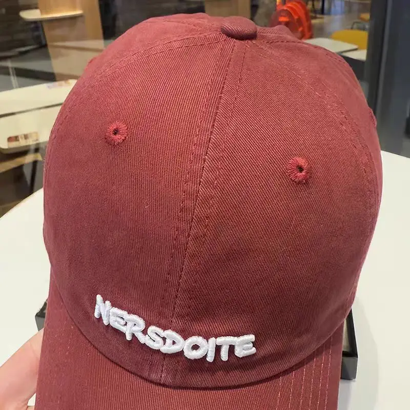 Women Embroidered Baseball Cap Red Black Large Head — feature 13