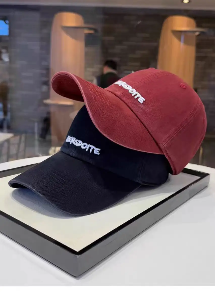 Women Embroidered Baseball Cap Red Black Large Head — feature 5