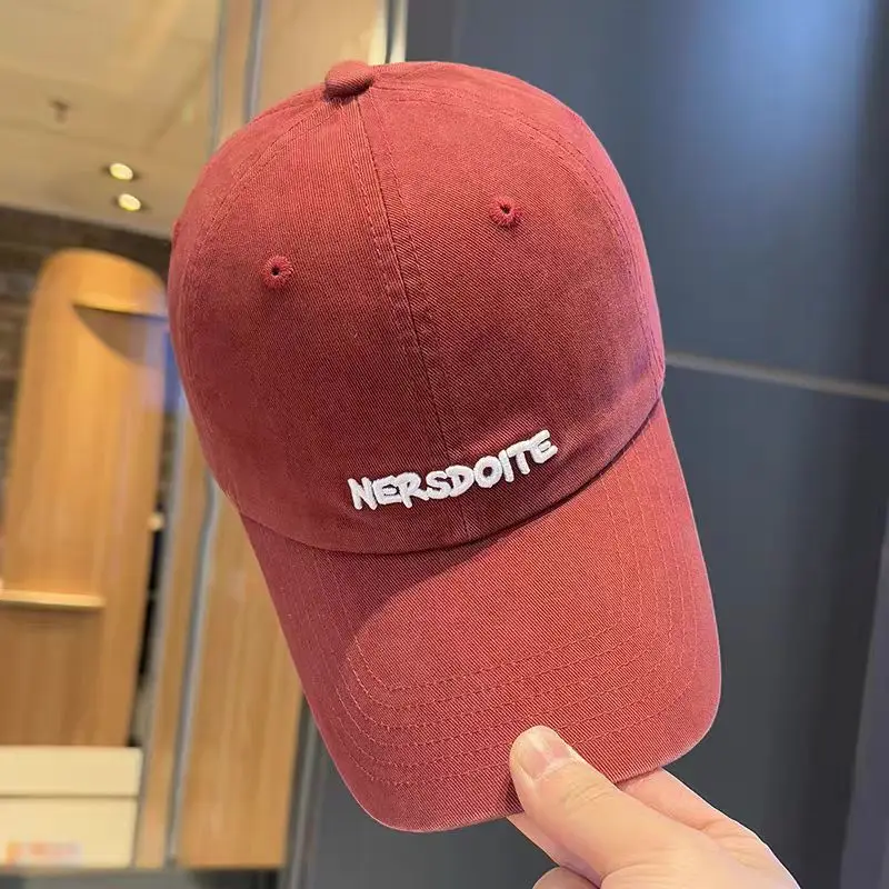 Women Embroidered Baseball Cap Red Black Large Head - Image 6