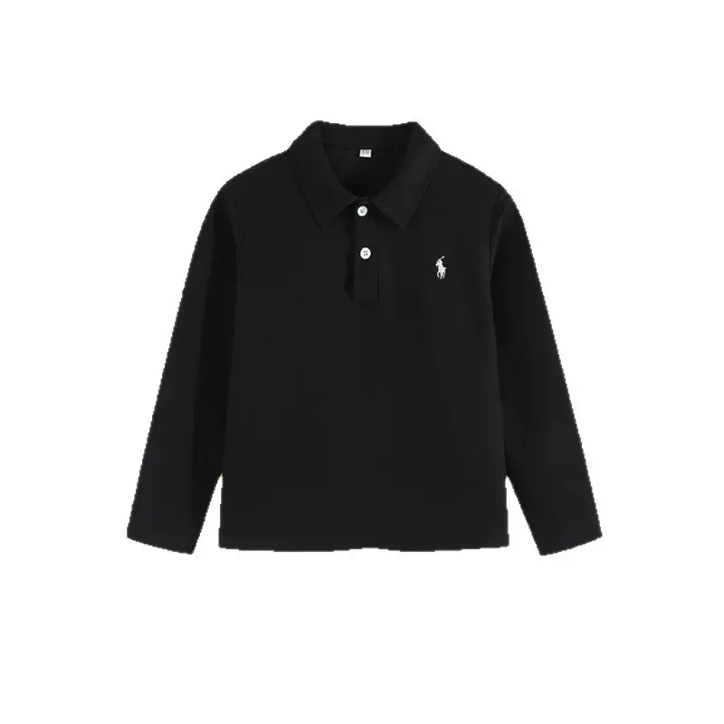 Children's Long Sleeve Polo Shirt Gray Knitted Spring - Image 9