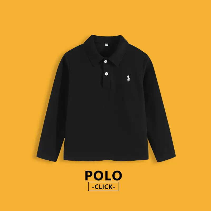 Children's Long Sleeve Polo Shirt Gray Knitted Spring - Image 2