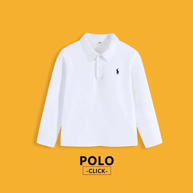 Children's Long Sleeve Polo Shirt Gray Knitted Spring - Image 3