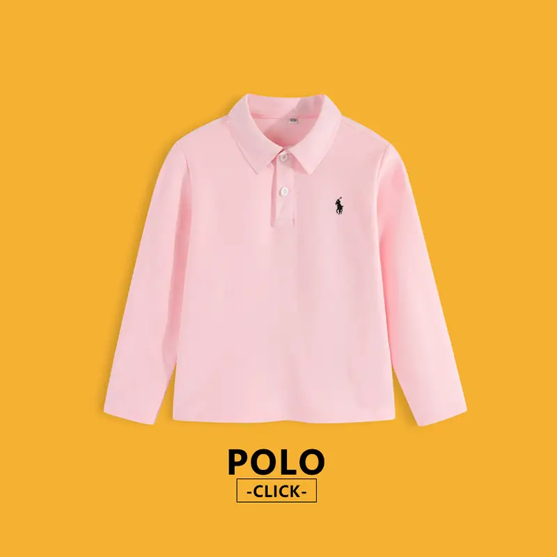 Children's Long Sleeve Polo Shirt Gray Knitted Spring - Image 5