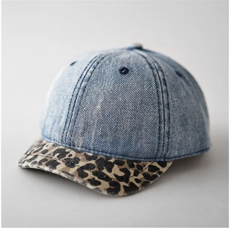 Retro Denim Cap Leopard Print for Men Women - Image 6