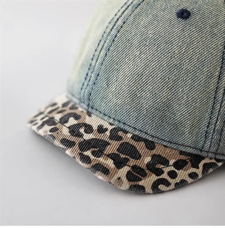 Retro Denim Cap Leopard Print for Men Women — feature 11