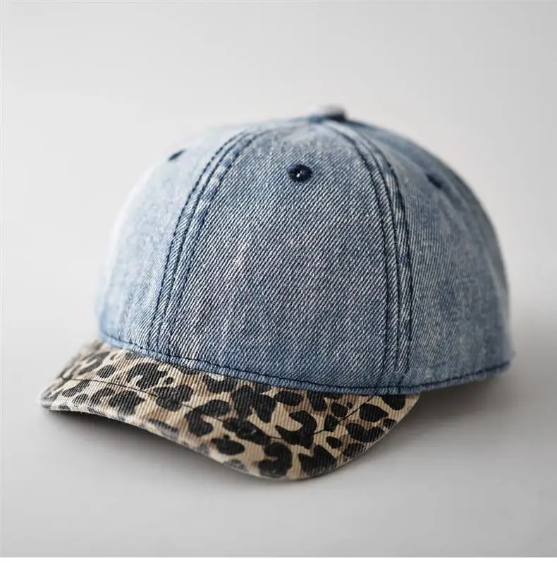 Retro Denim Cap Leopard Print for Men Women — feature 2