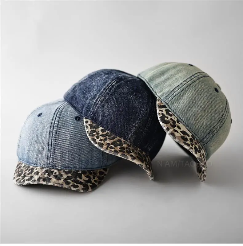 Retro Denim Cap Leopard Print for Men Women — feature 4