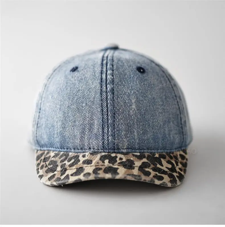 Retro Denim Cap Leopard Print for Men Women — feature 8