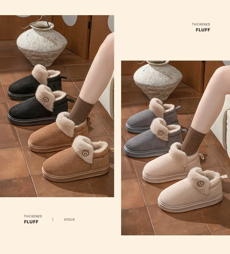 Winter Thick Plush Plush Cotton Slippers with Poop Feeling, Warm Home Cotton Shoes, Comfortable Non-Slip Couple Warm Cotton Shoes — feature 5
