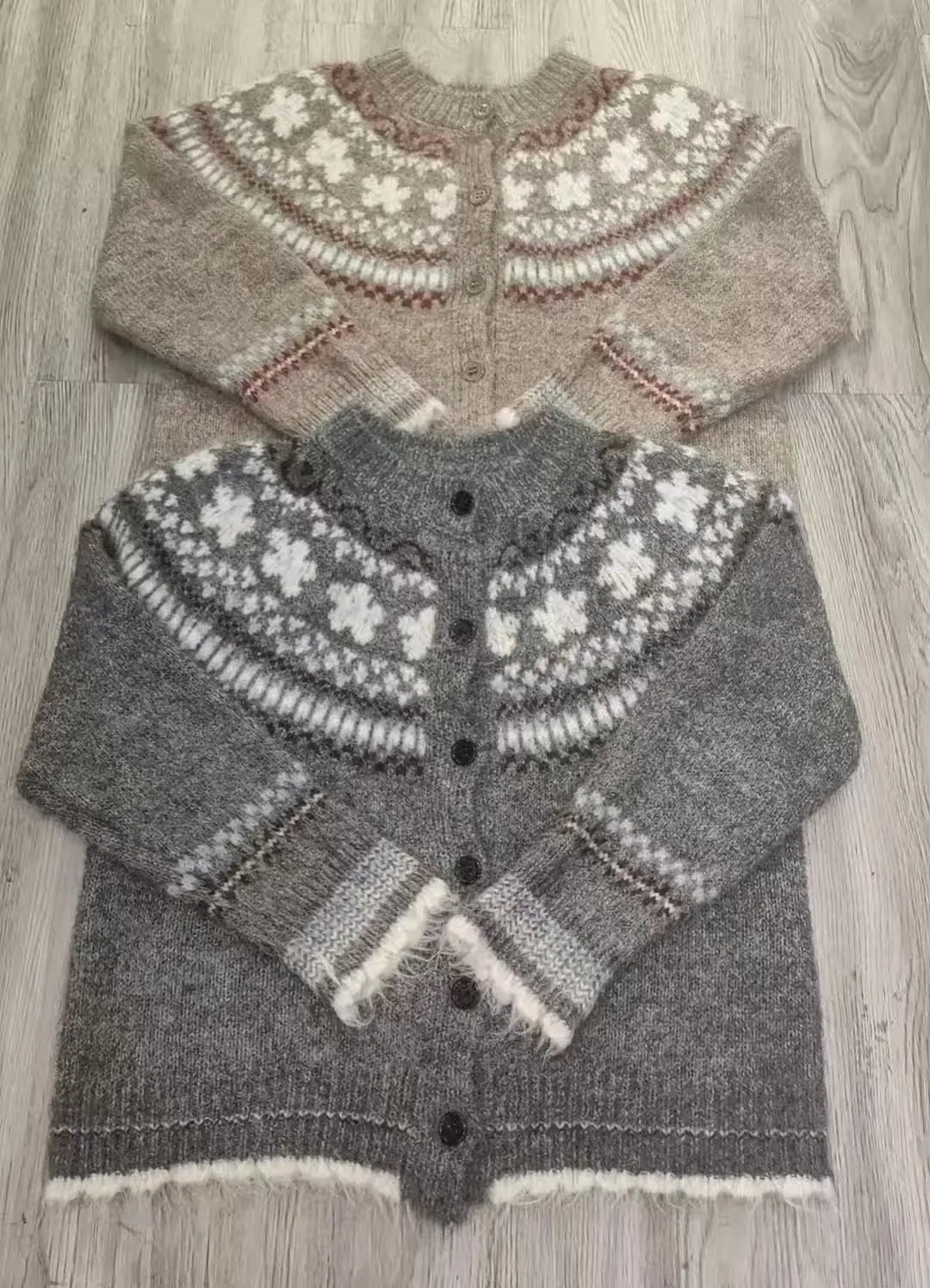 Ys Fair Isle Jacquard Loose Casual Sweater Jacket for Women Autumn and Winter Korean Style Contrasting Retro Style Knitted Cardigan Outer Wear — feature 3