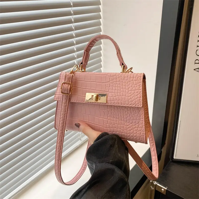 Pink Croc Leather Shoulder Bag for Women 2025 - Image 7