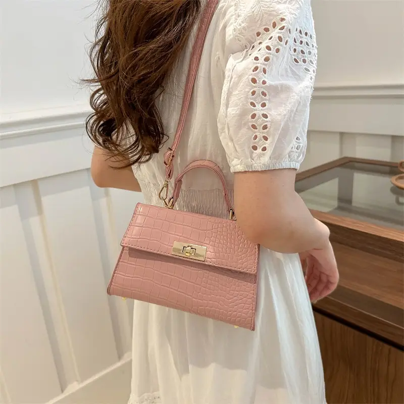 Pink Croc Leather Shoulder Bag for Women 2025 - Image 9
