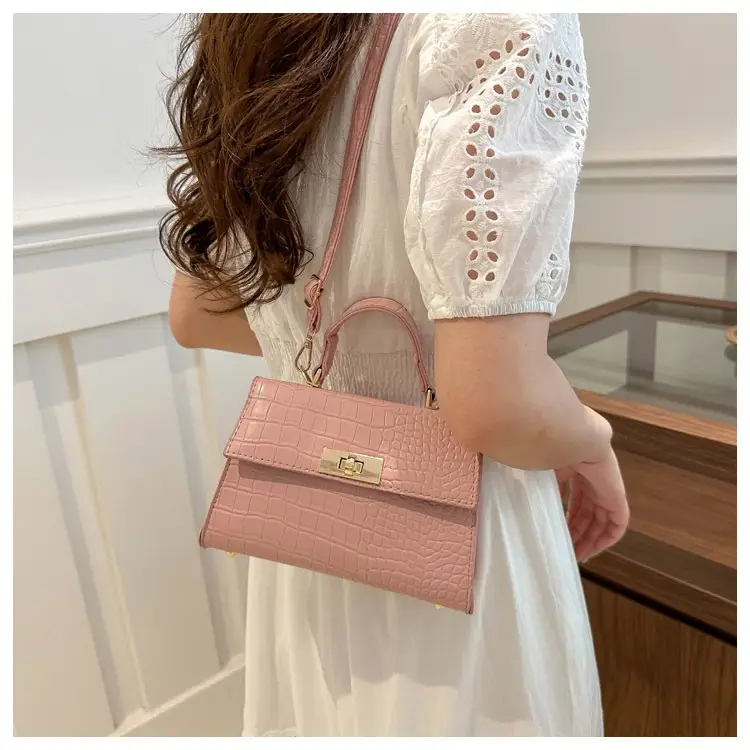 Pink Croc Leather Shoulder Bag for Women 2025 — feature 19