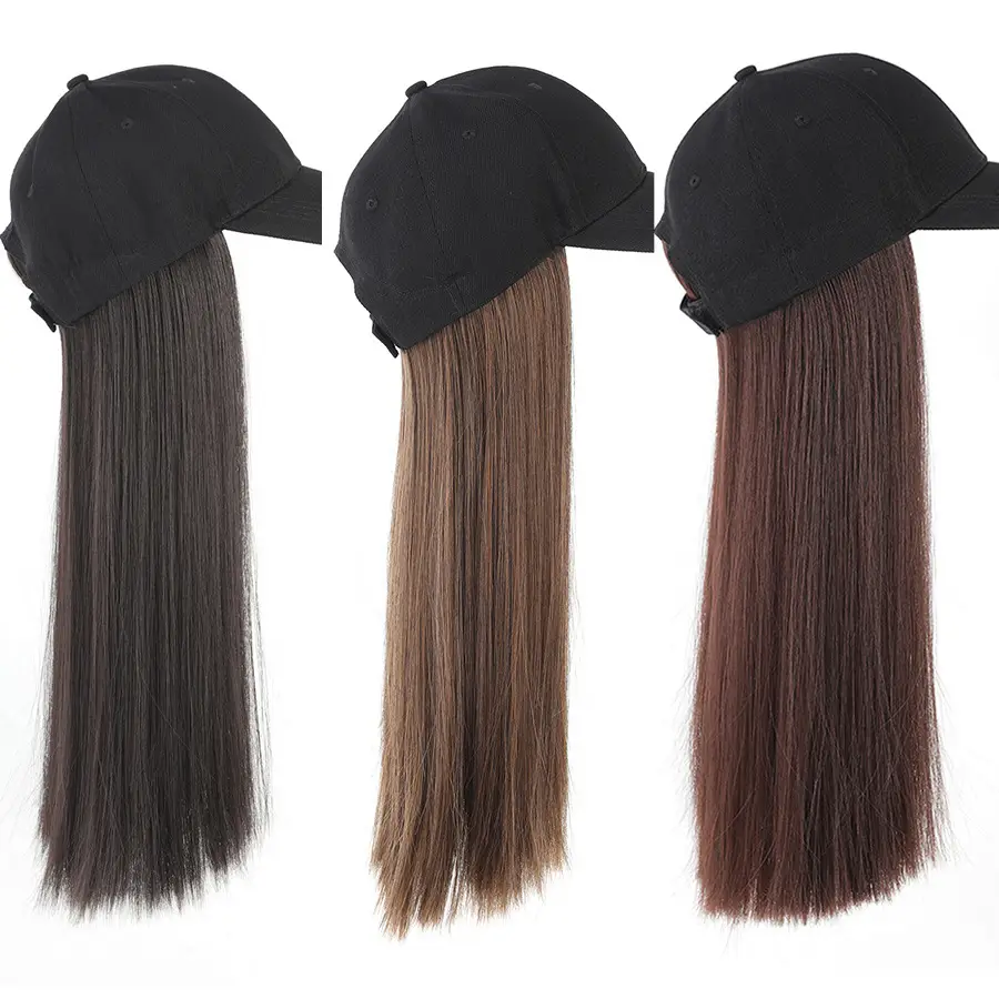 Women Baseball Cap Wig Cool Brown Full Headwear — feature 4