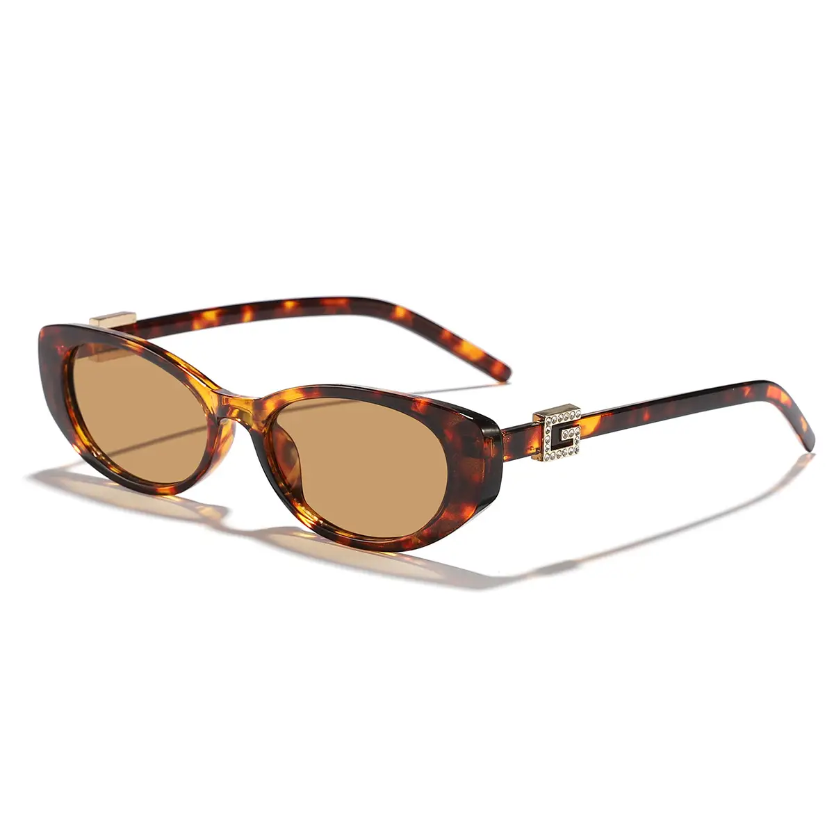 Men Women Oval Sunglasses Brown Tinted Street Photography