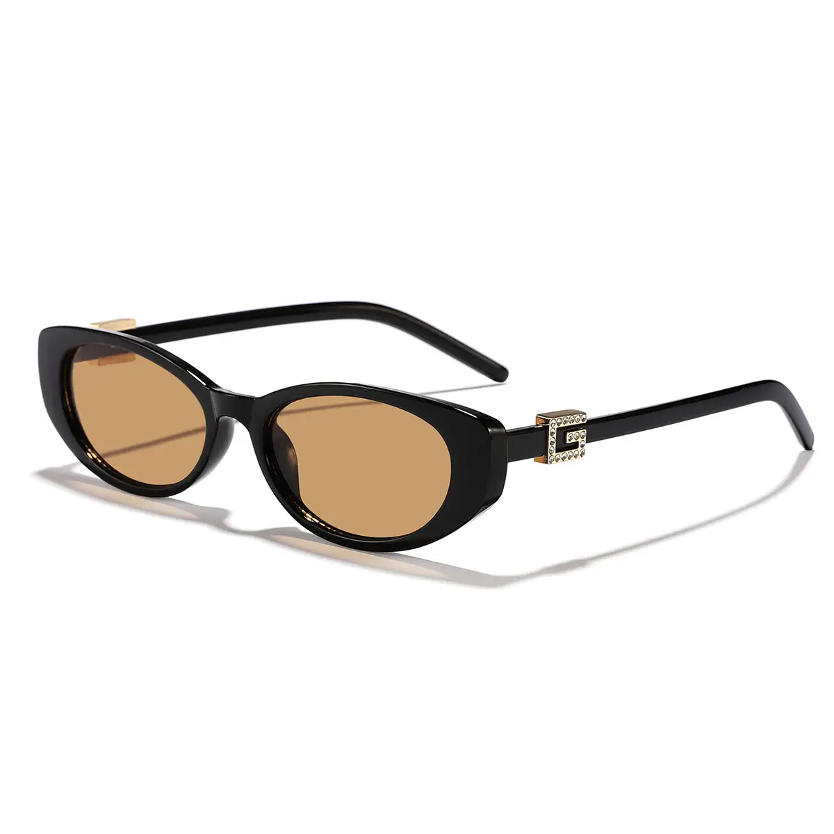 Men Women Oval Sunglasses Brown Tinted Street Photography