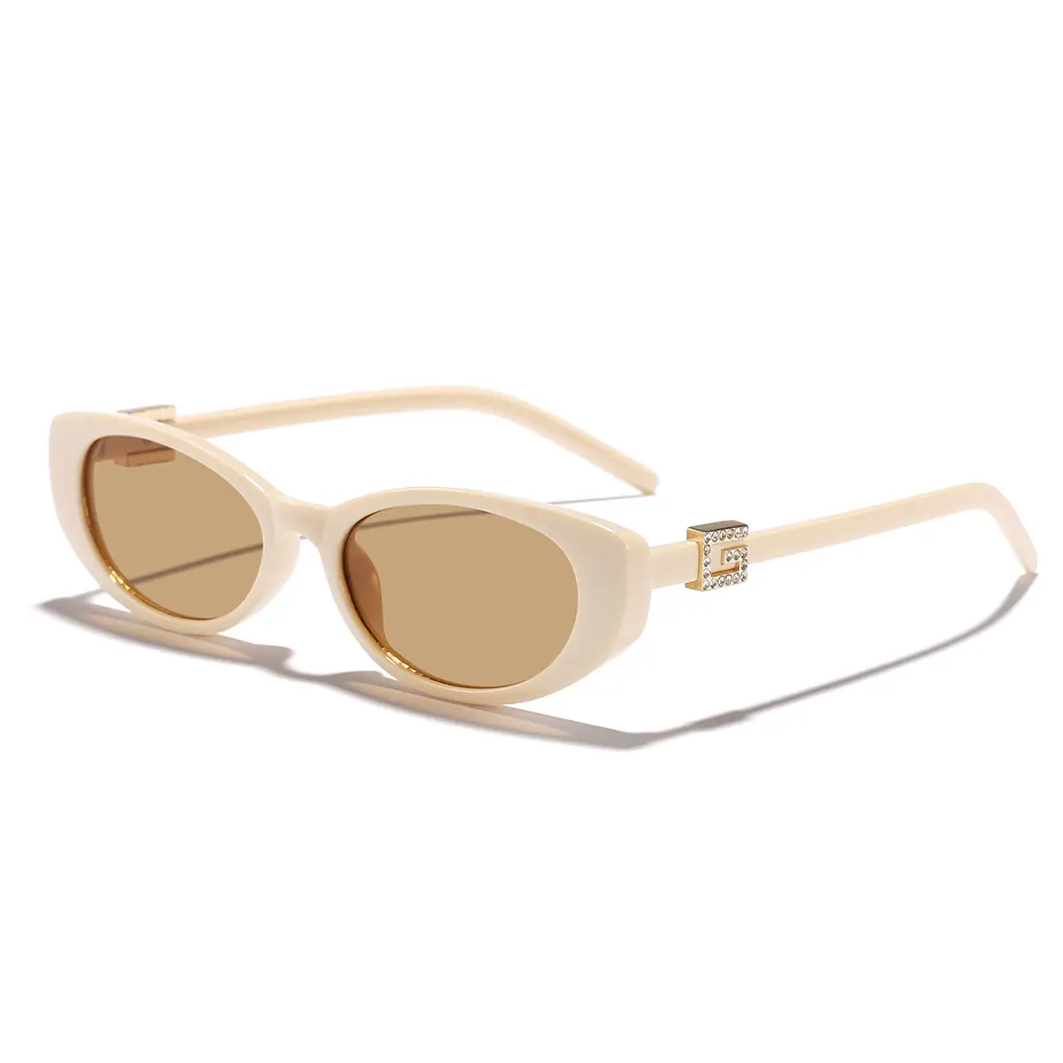 Men Women Oval Sunglasses Brown Tinted Street Photography