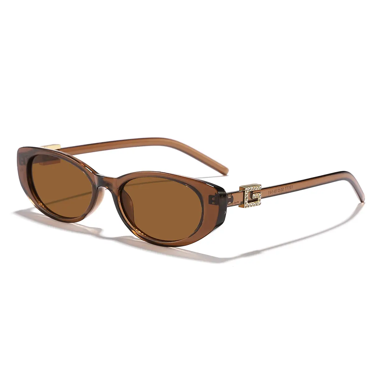 Men Women Oval Sunglasses Brown Tinted Street Photography
