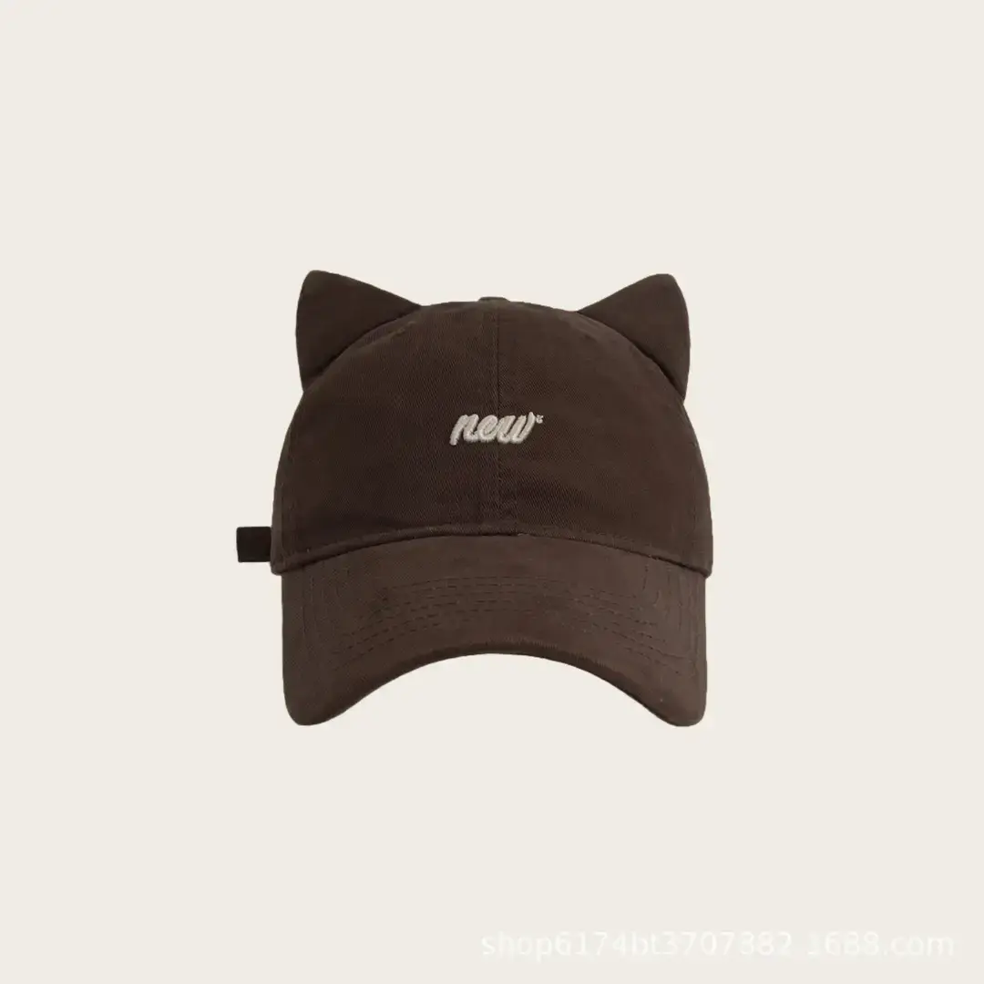 Cat Ear Baseball Cap Women Men White Large Brim — feature 13