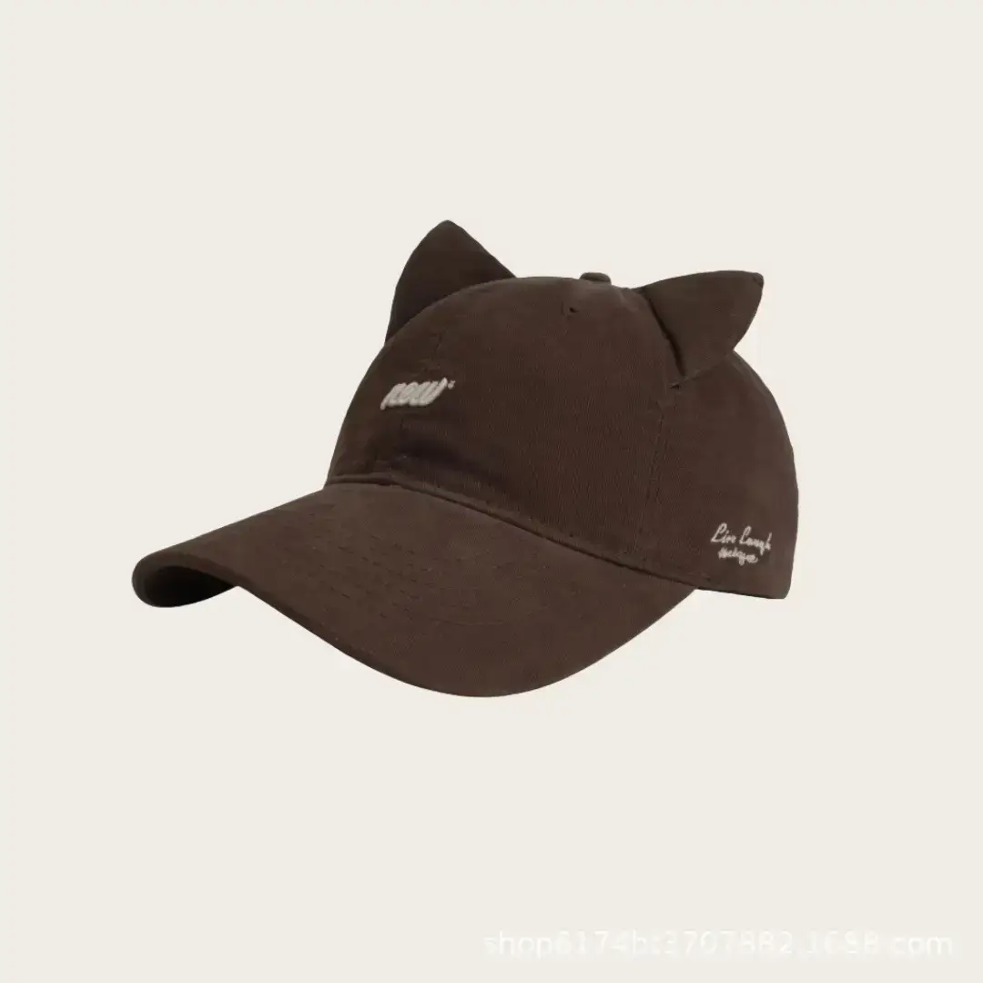 Cat Ear Baseball Cap Women Men White Large Brim — feature 14