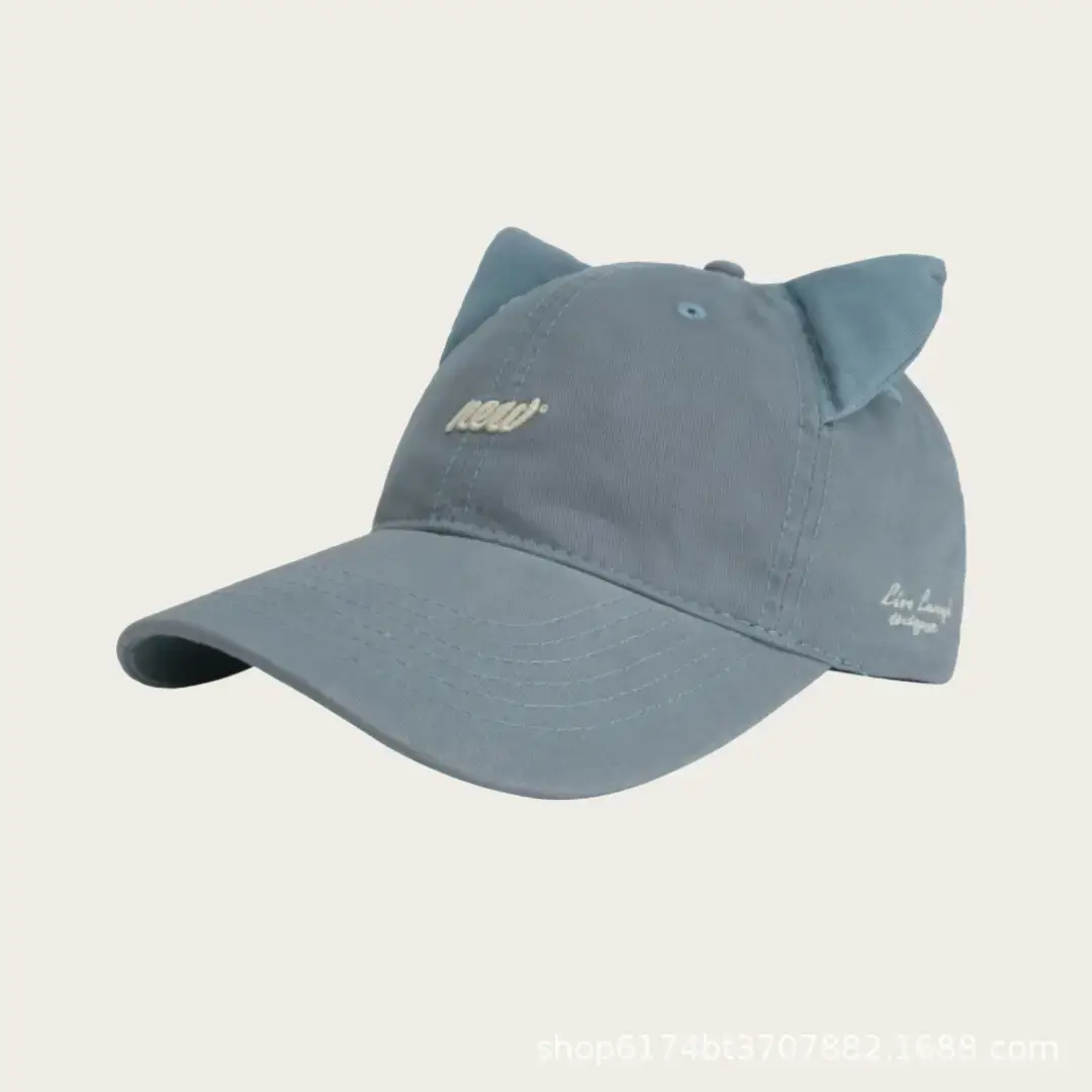 Cat Ear Baseball Cap Women Men White Large Brim — feature 6