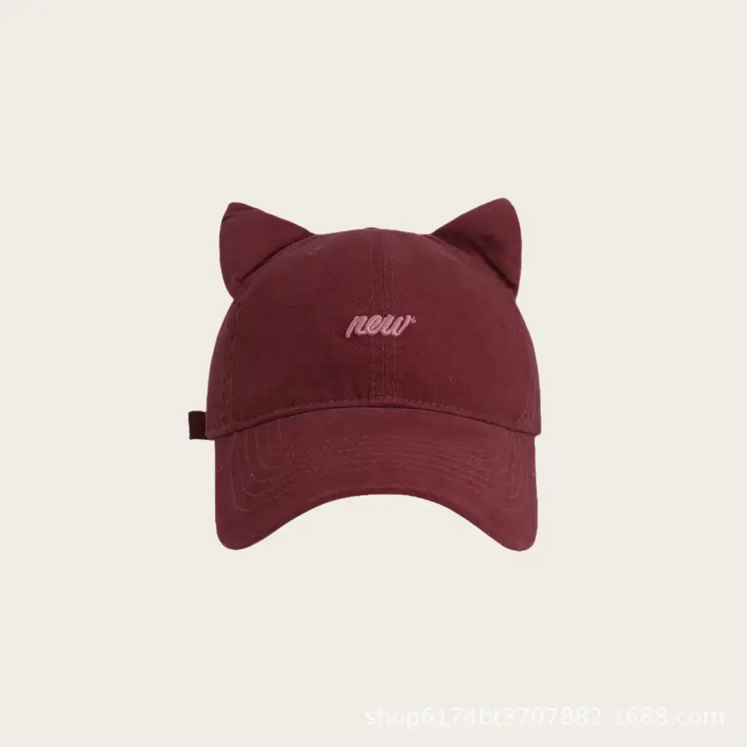 Cat Ear Baseball Cap Women Men White Large Brim — feature 7