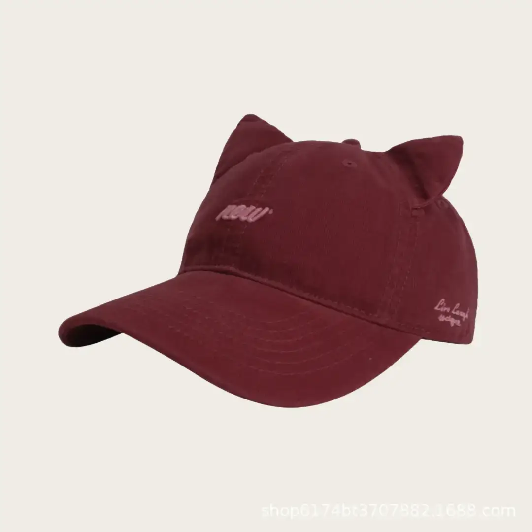 Cat Ear Baseball Cap Women Men White Large Brim — feature 8