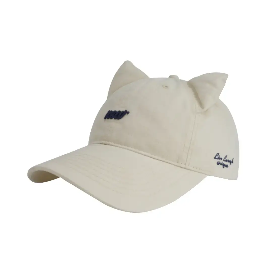 Cat Ear Baseball Cap Women Men White Large Brim - Image 2