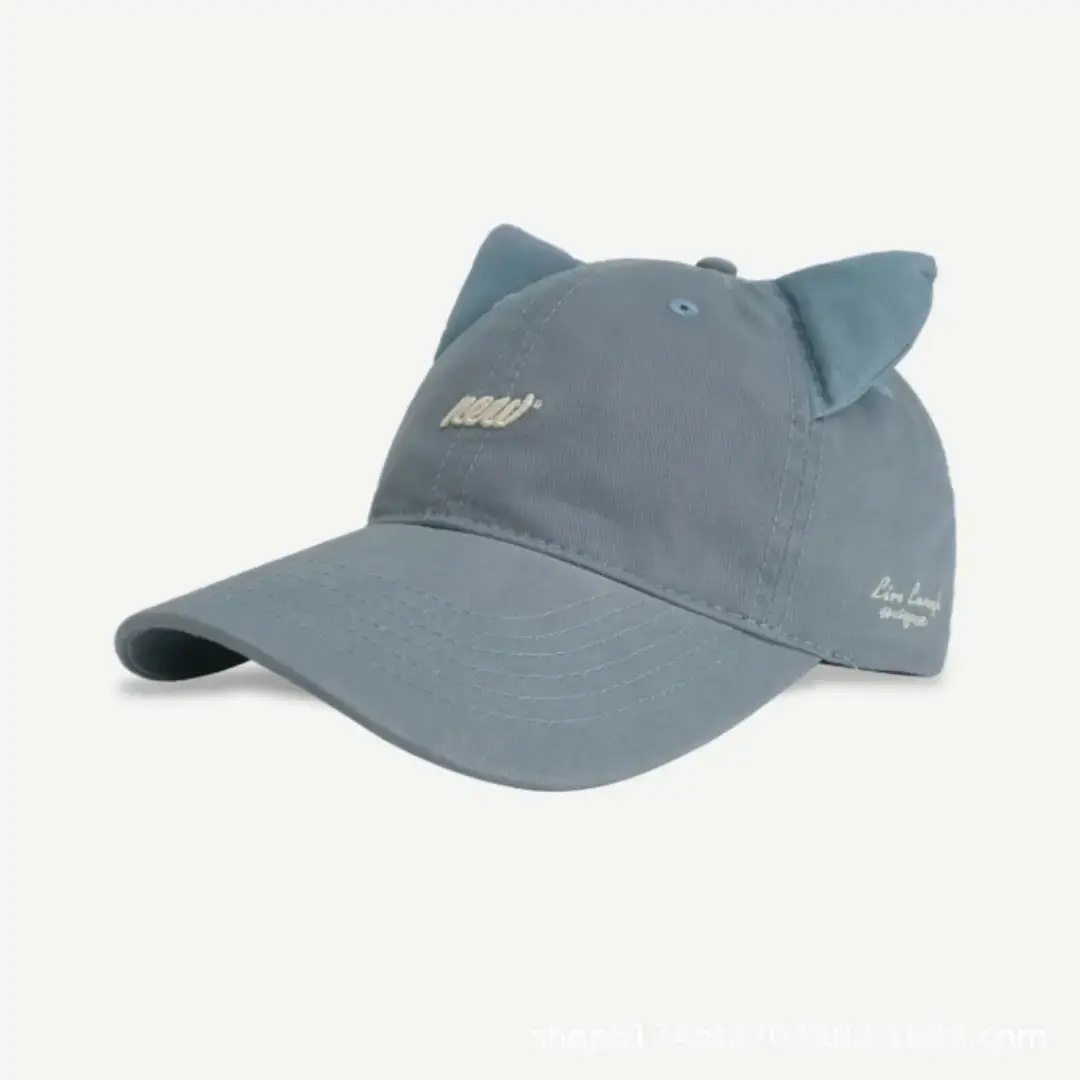 Cat Ear Baseball Cap Women Men White Large Brim - Image 6