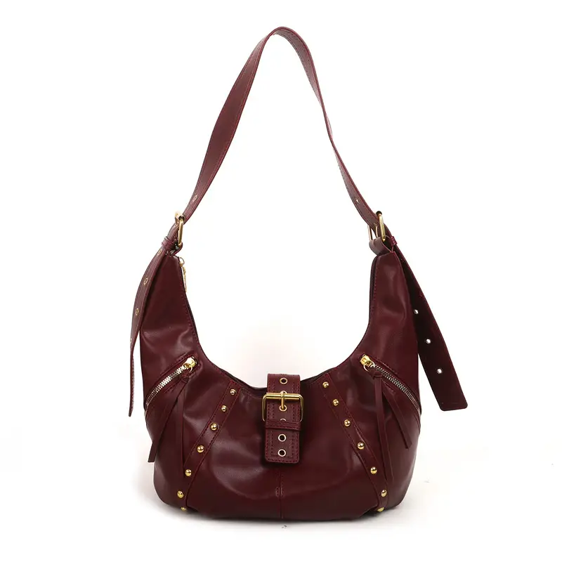 Retro Studded Motorcycle Bag for Women Large Capacity Crossbody - Image 2
