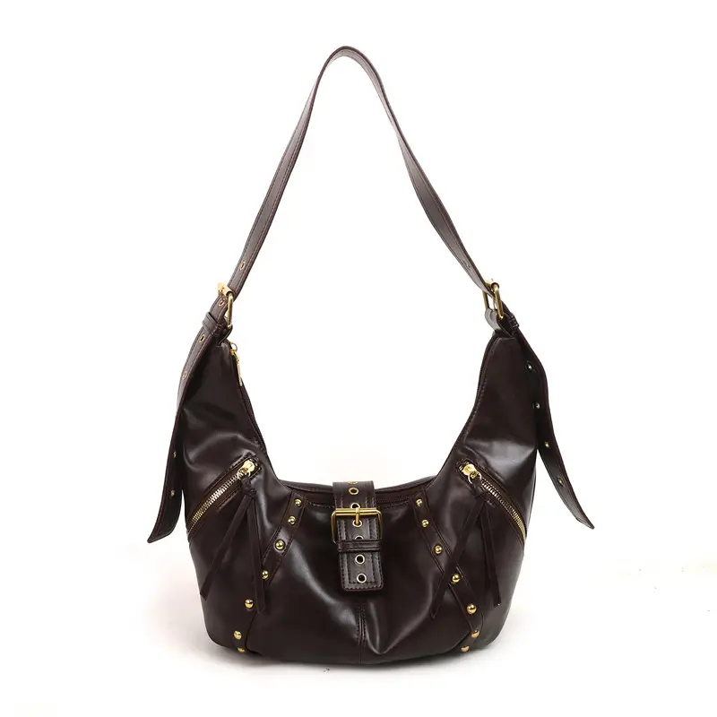 Retro Studded Motorcycle Bag for Women Large Capacity Crossbody - Image 3